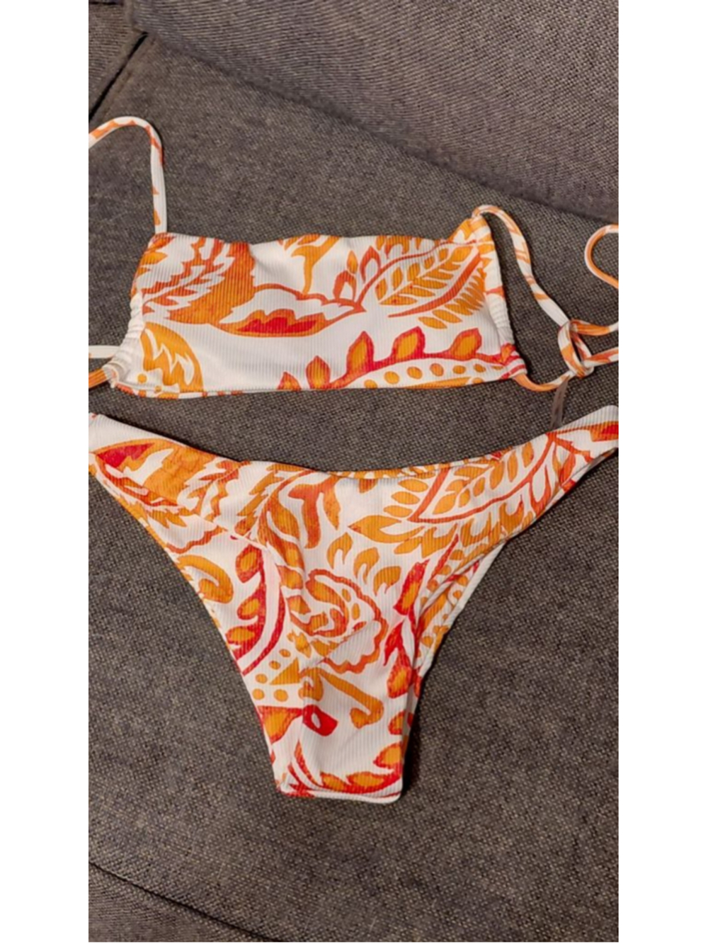 Women's Unbranded Bikini XS White Orange Floral Print
